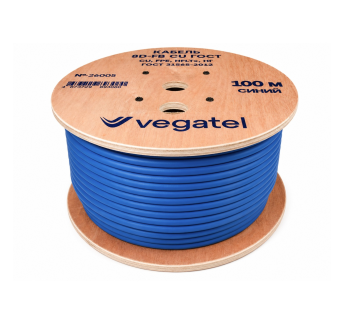 Кабель коаксиальный VEGATEL 8D-FB Cu (ГОСТ, синий) бухта 100м