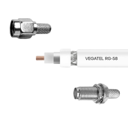 Кабельная сборка VEGATEL RG-58 A/U (ГОСТ, PVC, белый) (SMA-male - SMA-female)
