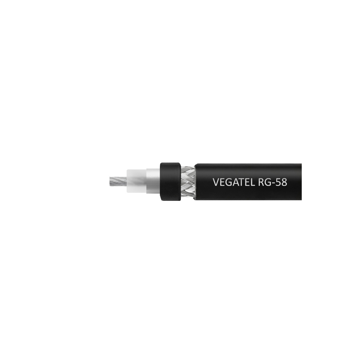 Кабель VEGATEL RG-58 A/U Сu (ГОСТ, PVC, многожильный, черный) бухта 500м