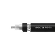 Кабель VEGATEL RG-58 A/U Сu (ГОСТ, PVC, многожильный, черный) бухта 100м